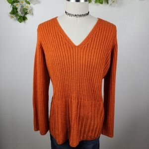 Avenue Sweater Collection Women's Orange V-Neck Sweater Sz 22/24